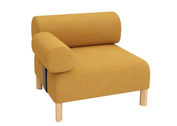 Pebble Single Seat Lounge + 1 Armrest - Mustard